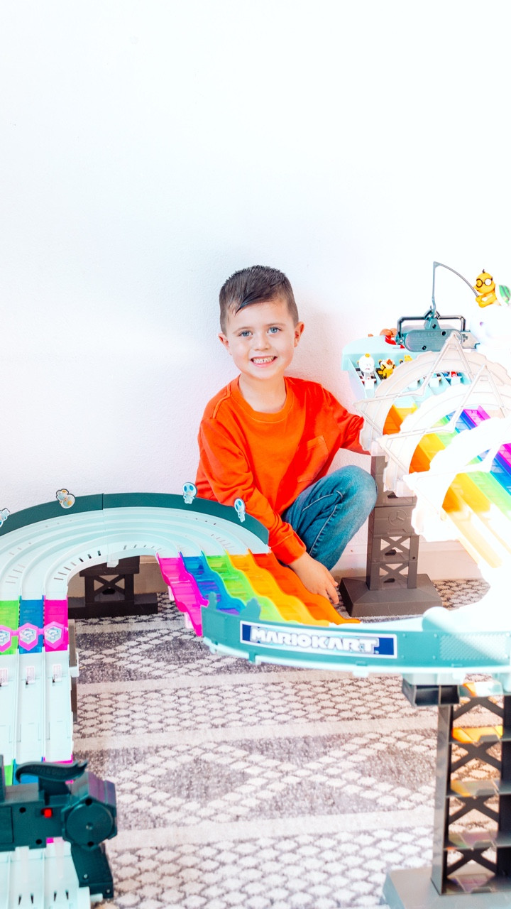 #AD| Whether you’re shopping for a holiday, birthday or just because @target has you covered with this Target Exclusive Hotwheels Mariokart Rainbow Road! This track will for sure become your child’s favorite toy. Grab yours today at Target in store or online on Target’s app or website.
Read below for more information.
This track s 27 inches tall and up to 8 feet long! 
2 ways to play with two different layouts! Straight or curved.
Only sold at Target and comes with an exclusive 1:64 King Boo and of course Mario!
Can fit your other favorite 1:64 Mario characters.
5 lane raceway with an electronic starter and finish gate that displays the winner.
Has parking spaces located in the support pillars.
Features spinning ? block randomizers that pop up.
Features lights and sounds that make the track even more fun!

#target #targetstyle @targetstyle  #targettoys #targetrun #targetobsessed #targetexclusive #mariokart #mariokartrainbowroad #kidstoy #kidstoys #christmaswishlist #giftguide 
Target | Target Style | Hotwheels at Target | mariokart| mariokart rainbow road | target exclusive| Target Toys | Hotwheels | Toys at Target | Target must have | Target obsessed | Target Love | Target kids | Kids Toys | Toys | Toy Cars | Toy Car Playsets | Imaginative play