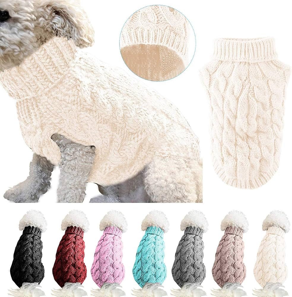 Pet Dog Turtleneck Knitting Sweater Coat Winter Warmer Thickening Pullover Knitwear Crochet Coat ... | Amazon (US)