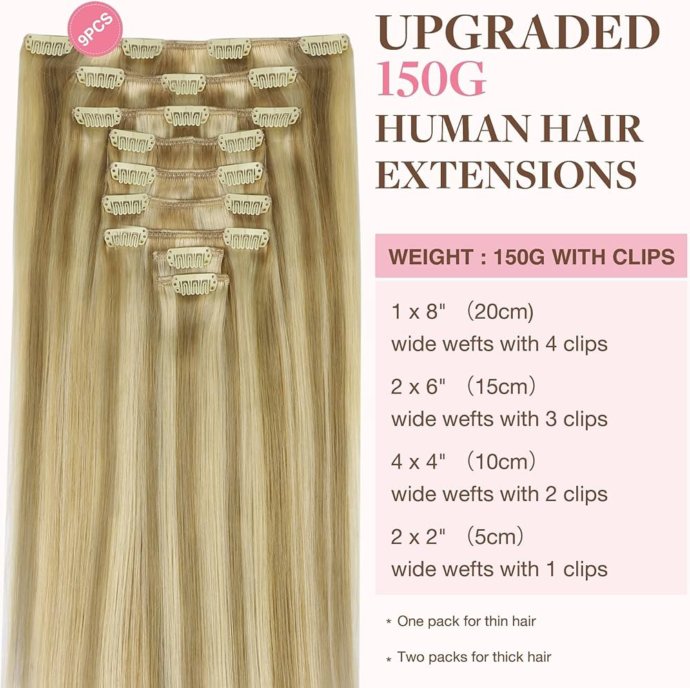 GOO GOO Clip in Hair Extensions Real Human Hair, Remy Human Hair Extensions Clip ins for Women, N... | Amazon (US)
