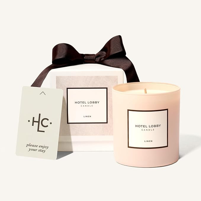 Hotel Lobby Linen Candle – Luxury Hand-Poured 9.75oz 100% Soy Wax with Pink Pepper, Linen, Sand... | Amazon (US)