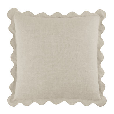 Rue Scalloped Linen Pillow Cover with Hand Finished Edge & Hidden Zipper | Ballard Designs, Inc.
