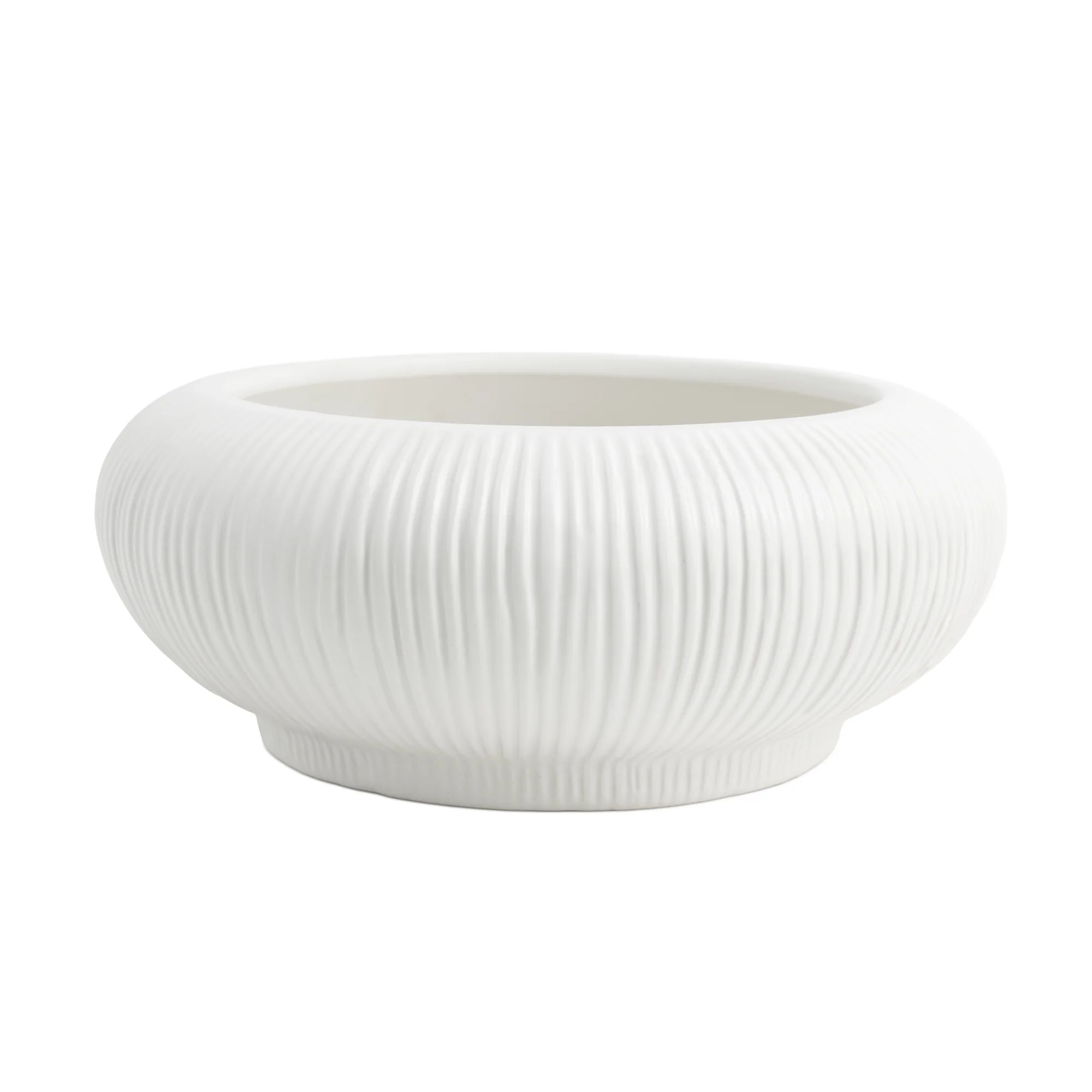 Better Homes & Gardens Soft Curve White Ribbed Ceramic Decorative Bowl, 7.55" | Walmart (US)