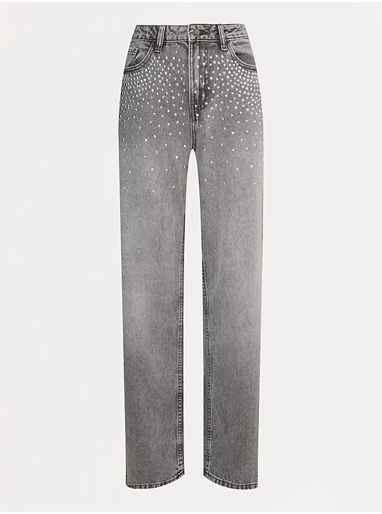Grey Stud Embellished Sparkle Straight Leg Jeans | George at ASDA