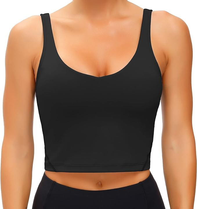 Wjustforu Women's Tank Top Padded Sports Bra Running Workout Yoga Crop Top | Amazon (US)