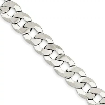 Sterling Silver 14.5mm Close Link Flat Curb Chain Bracelet - 46.0 Grams - 9 Inch | Walmart (US)