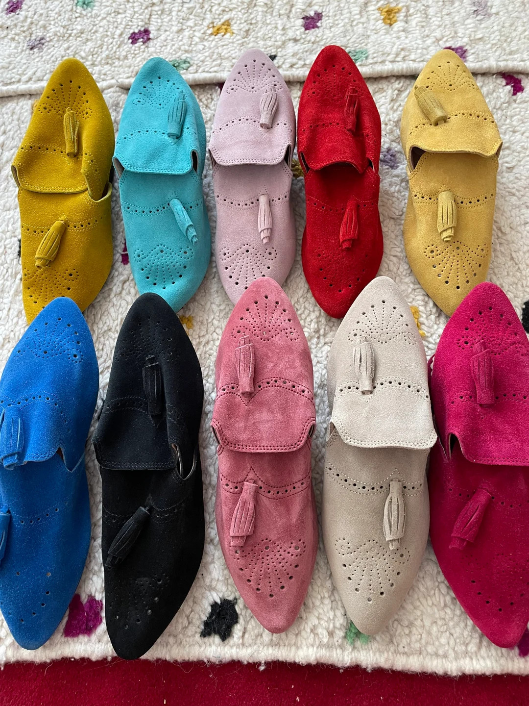 Moroccan Ladies Taupe Organic Suede Leather Handmade Pointed Babouche Slipper, Gift for Her - Ets... | Etsy (US)