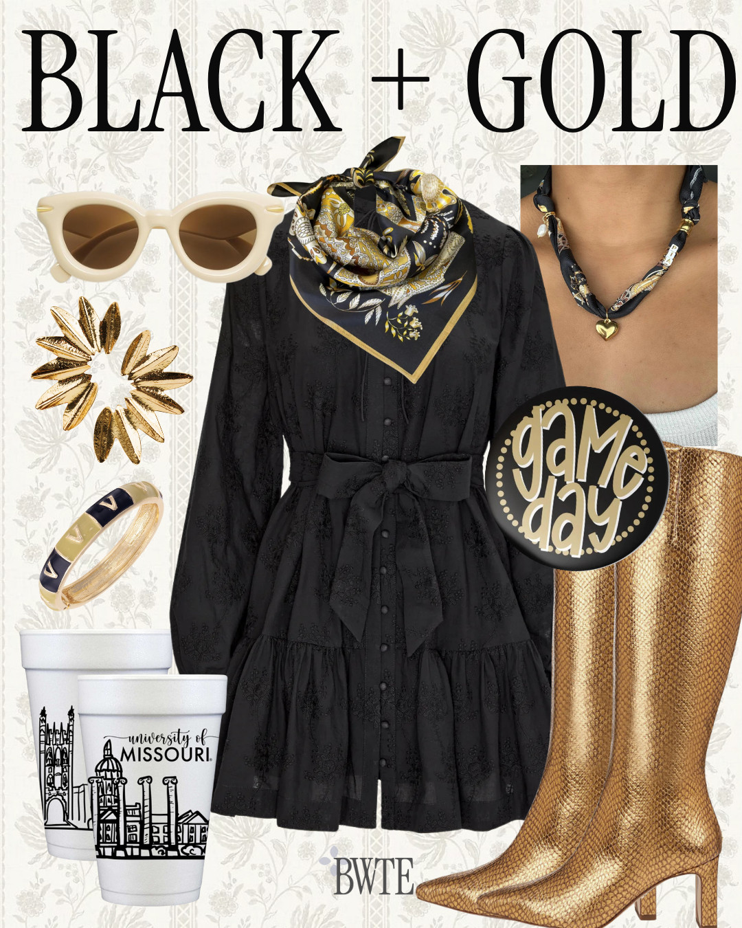 Black + gold gameday looks for fall!! 

 

#LTKSeasonal #LTKParties #LTKFindsUnder100