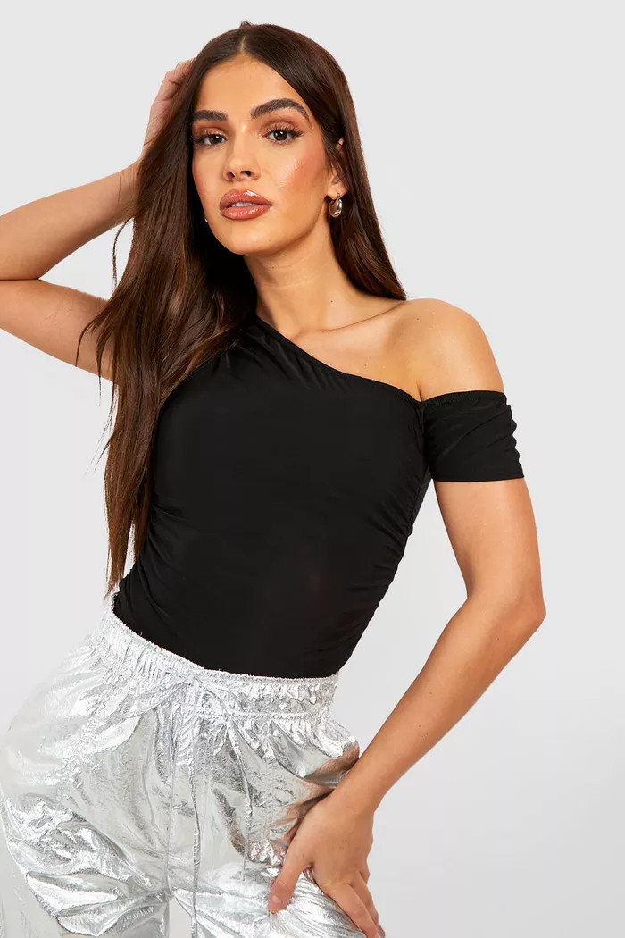 Black Slinky  Off The Shoulder Top | Boohoo.com (UK & IE)