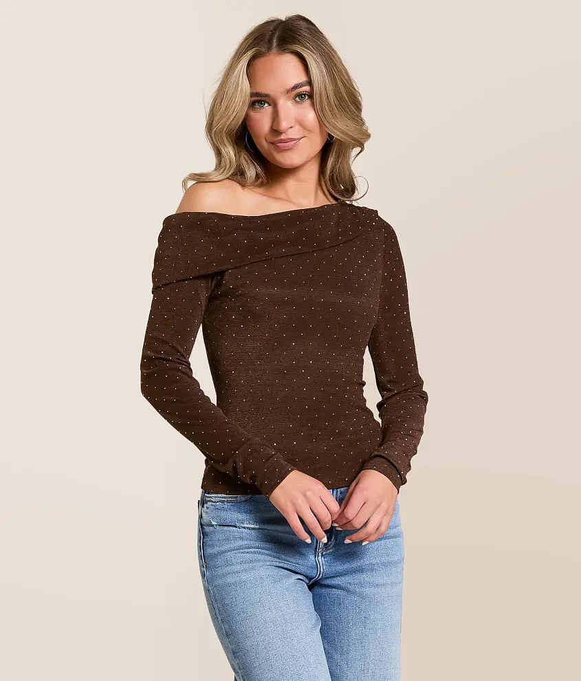 Off The Shoulder Rhinestone Top | Buckle
