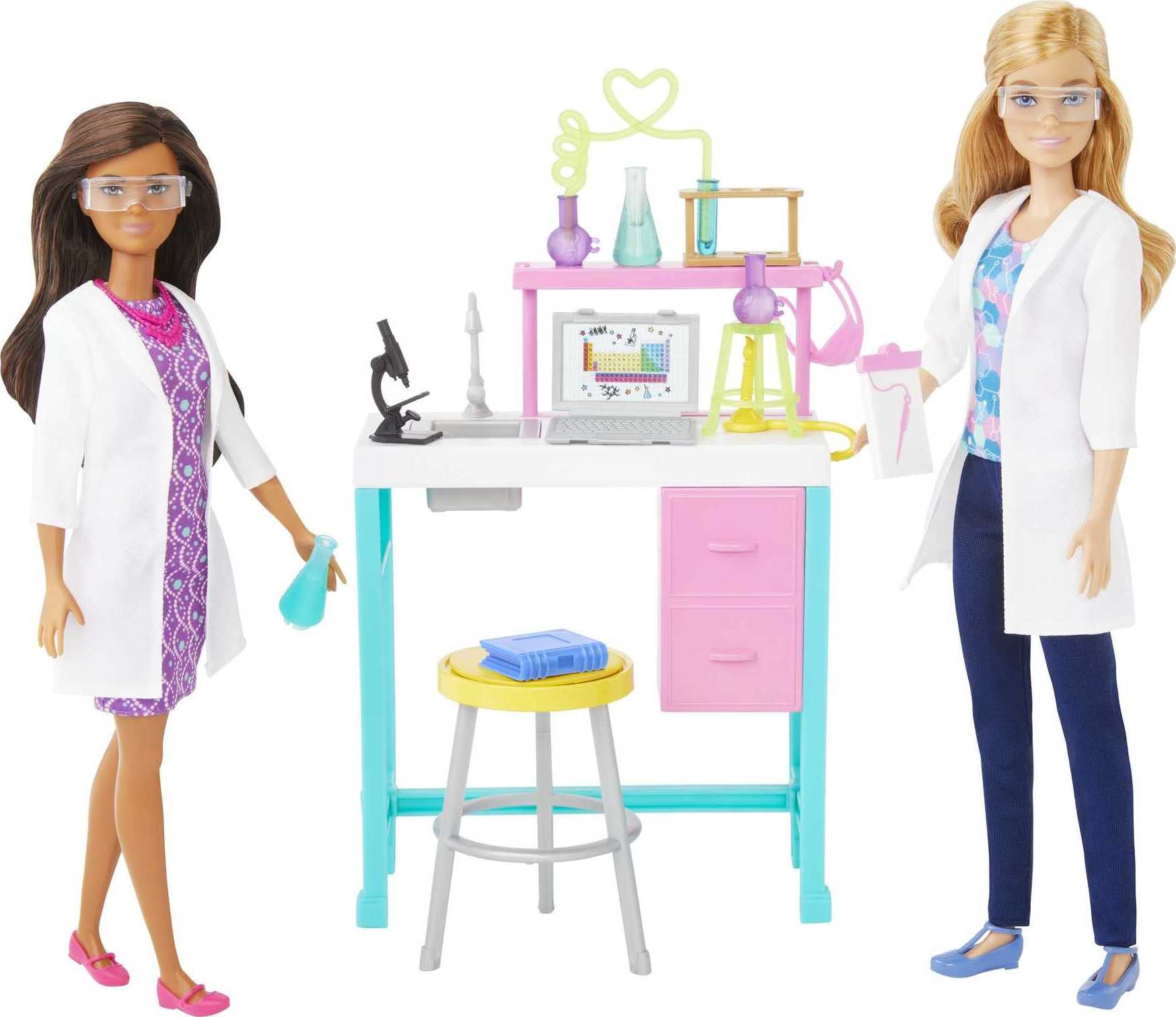 Barbie Careers Playset, Science Lab with 2 Scientist Fashion Dolls, Bench & 10+ Accessories | Amazon (US)
