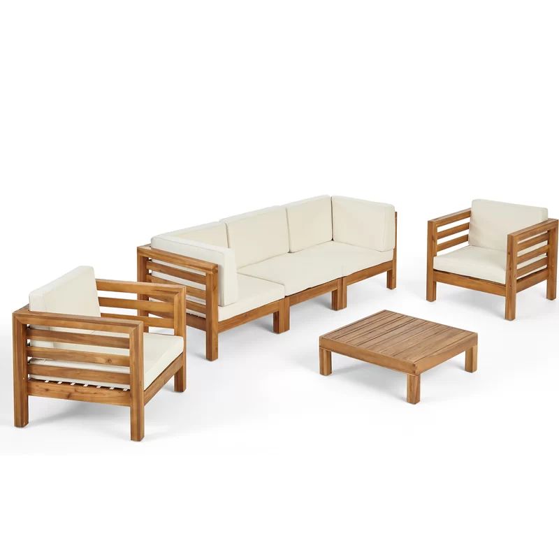 Maher Solid Wood 5 - Person Seating Group with Cushions | Wayfair North America