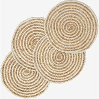 Homescapes Spiral Jute Handwoven Round Placemats Set of 4 in Cream | Debenhams UK