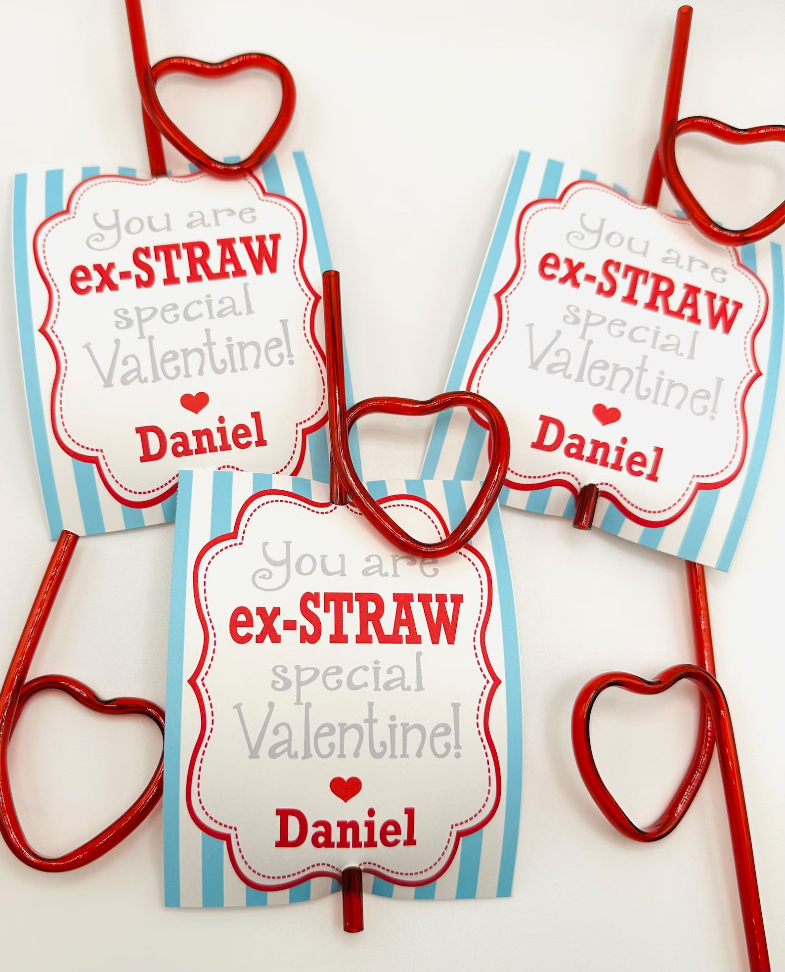 SILLY STRAW Valentine's Day Treat Tags Cards Set of 12 {One Dozen} - Party Packs Available | Etsy (US)