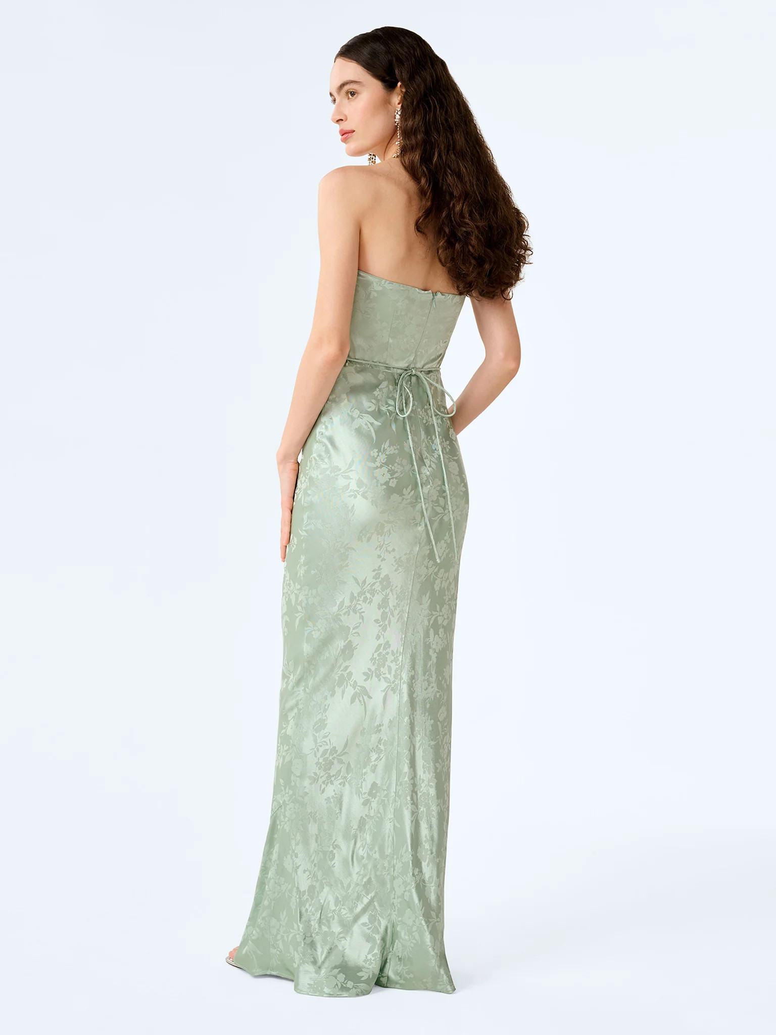 Amdra Jacquard Dress in Sage | OMNES UK