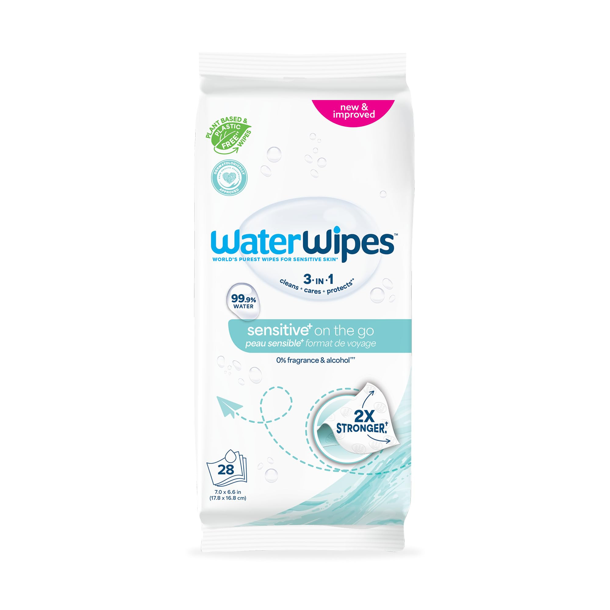 WaterWipes Sensitive+ On The Go Wipes, 3-In-1 Cleans, Cares, Protects, 99.9% Water, Unscented & H... | Amazon (US)
