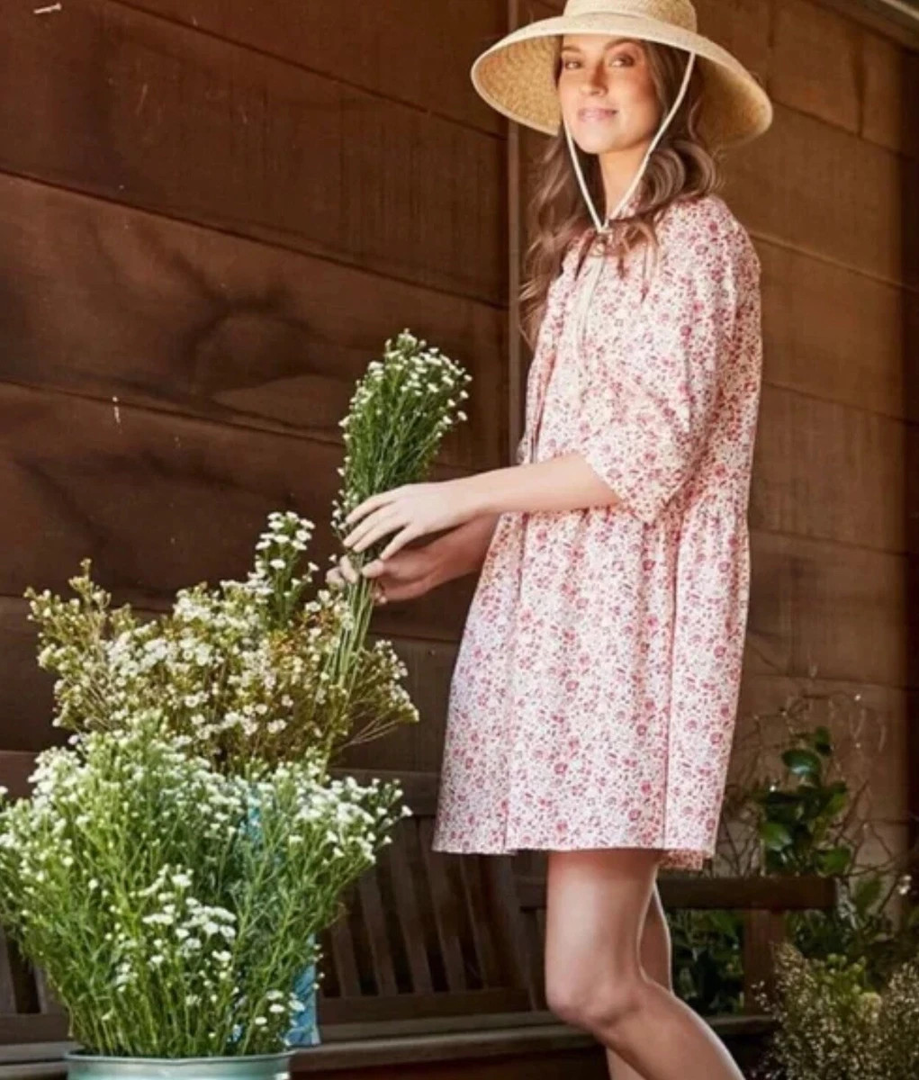 NWOT  Tuckernuck Vermilion Ditsy Floral Royal Shirt Dress M FREE SHIPPING! | eBay US