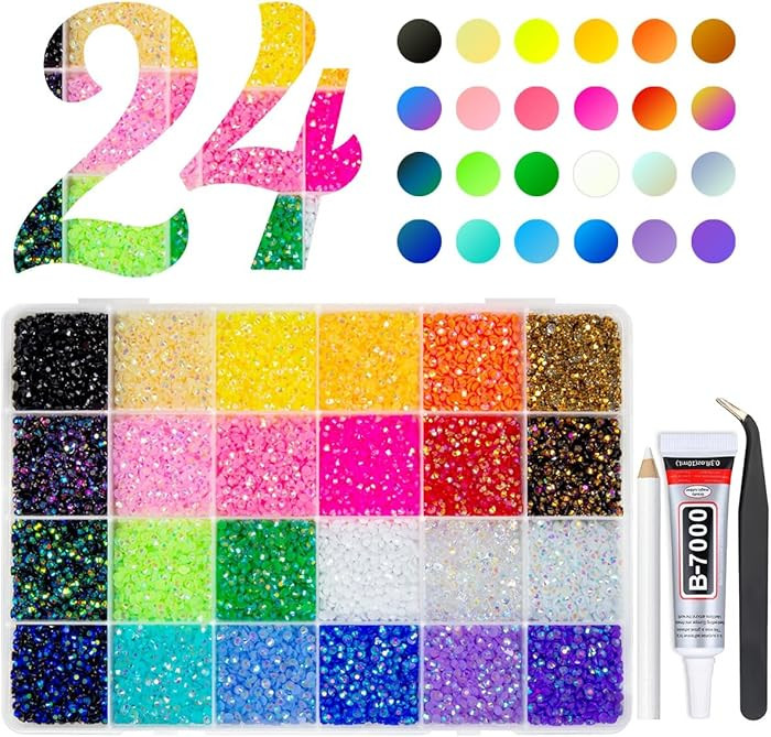 24 Color 3mm Jelly Resin Rhinestones for Bedazzling Crafting Flatback Stones Bedazzler Kit Colorf... | Amazon (US)