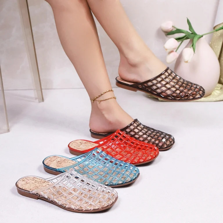 Wovix Summer Slipper For Women Clear Hollow Jelly Sandals Trendy Breathable Shower Shoes Ballerin... | Walmart (US)