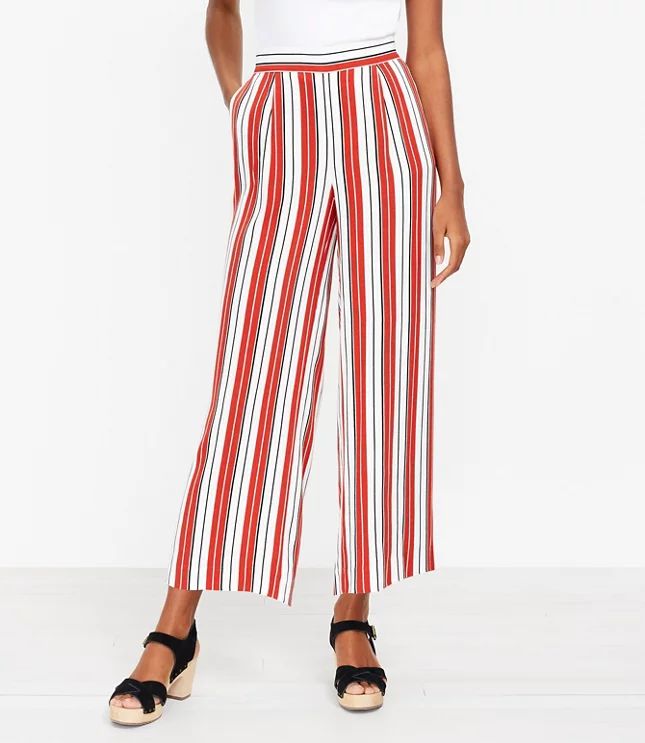 Pull On Wide Leg Crop Pants in Stripe | LOFT