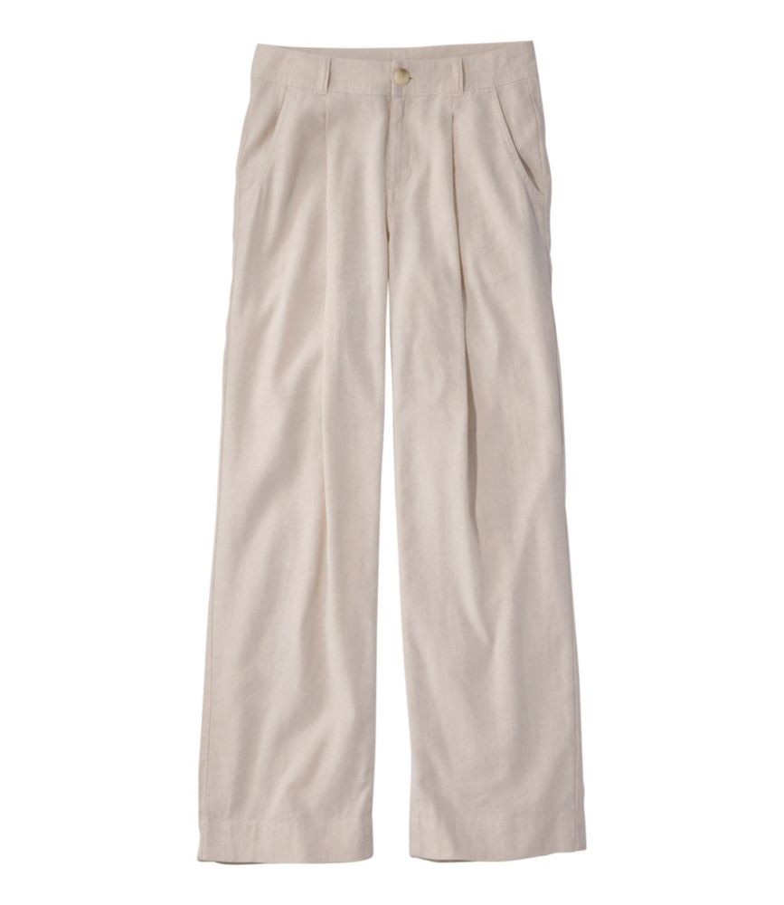 Women's Lakeside Linen-Blend Pants, Wide Straight-Leg Sandbar 4 Petite L. L.Bean | L.L. Bean