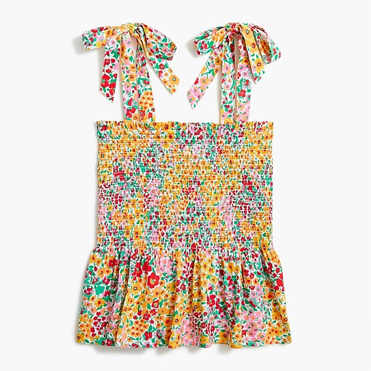 Smocked tie-shoulder tank top | J.Crew Factory