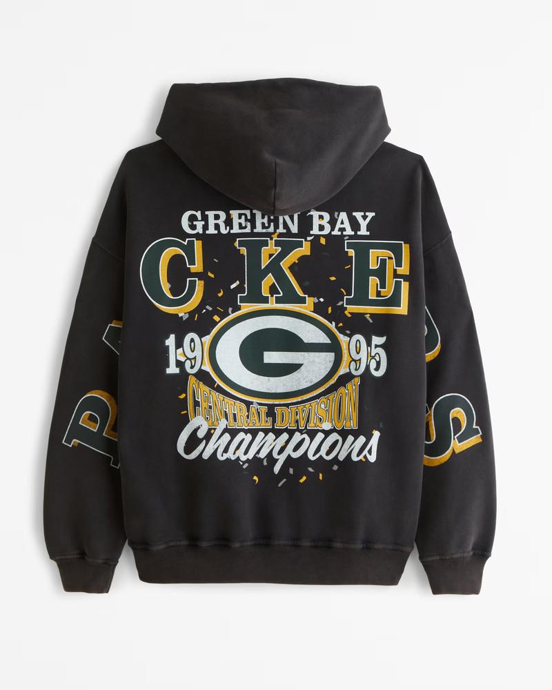 Abercrombie & Fitch Men's Green Bay Packers Graphic Popover Hoodie in Black - Packers - Size XS | Abercrombie & Fitch (US)