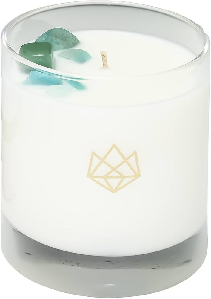 Luxury Glass Jar Candle, 14.5 OZ, Bloom - Amazonite Crystal Infused - Scents of Lavender, Neroli,... | Amazon (US)