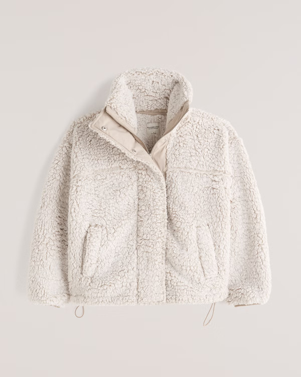 Cinched Cocoon Sherpa Full-Zip | Abercrombie & Fitch (US)