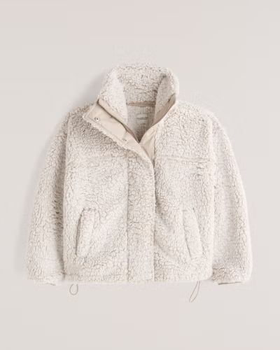 Cinched Sherpa Full-Zip Sweatshirt | Abercrombie & Fitch (US)