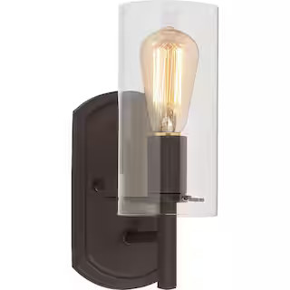 Volume Lighting Regina 1-Light 4.25 in. Antique Bronze Indoor Bathroom Vanity Wall Sconce or Wall... | The Home Depot