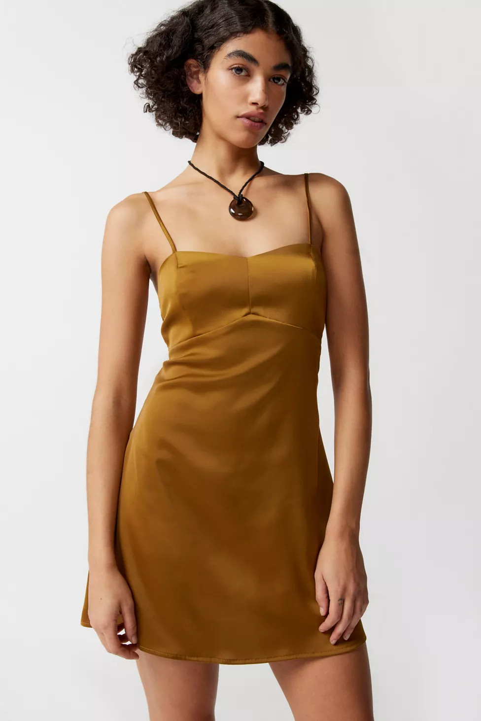 UO Bella Bow-Back Satin Mini Dress | Urban Outfitters (US and RoW)
