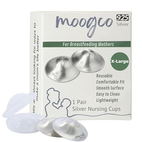 MOOGCO The Original Silver Nursing Cups - Nipple Shields for Nursing Newborn - Breastfeeding Essentials - Newborn Essentials Must Haves - Nipple Covers Breastfeeding - 925 Silver (X-Large) | Amazon (US)