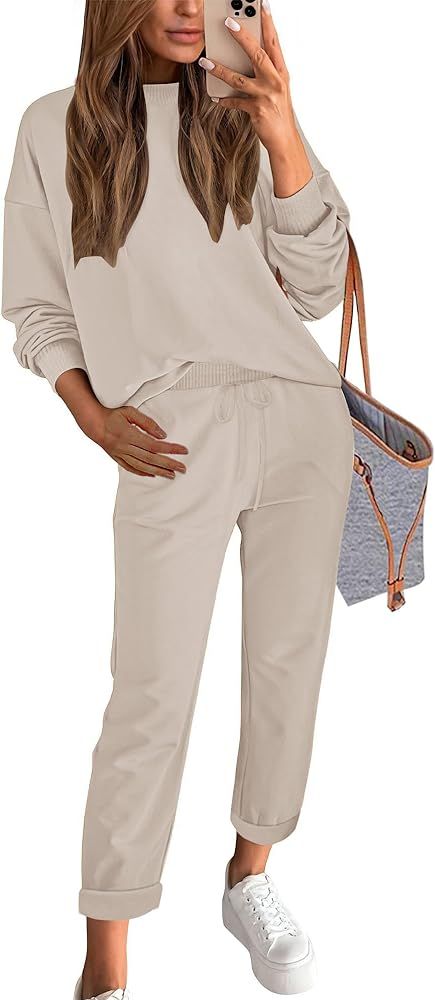 ETCYY NEW Women's Sweater Sets 2 Piece Outfits Lounge Sets with Knit Sweater Tops and Sweatpants | Amazon (US)
