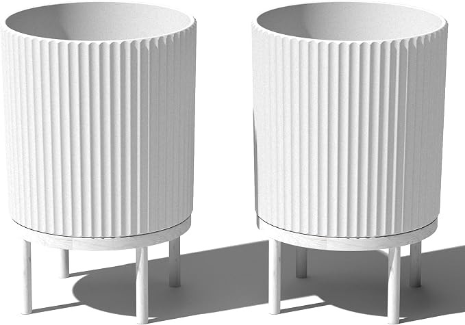 Veradek Demi Series Round Planter w/Stand for Porch/Patio | Durable Plastic-Stone Composite & Woo... | Amazon (CA)