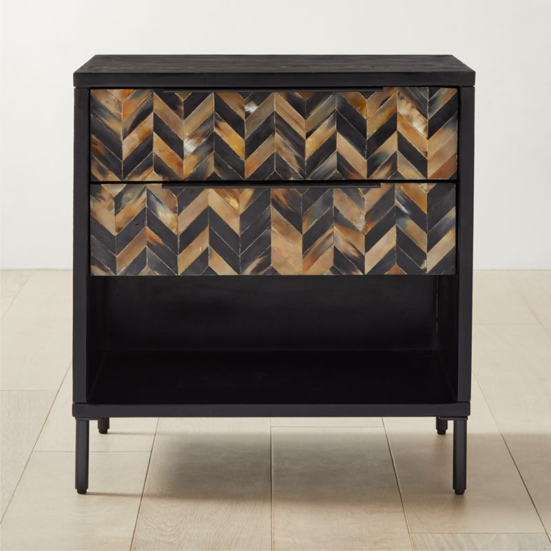 Ema Modern Horn Inlay Nightstand + Reviews | CB2 | CB2