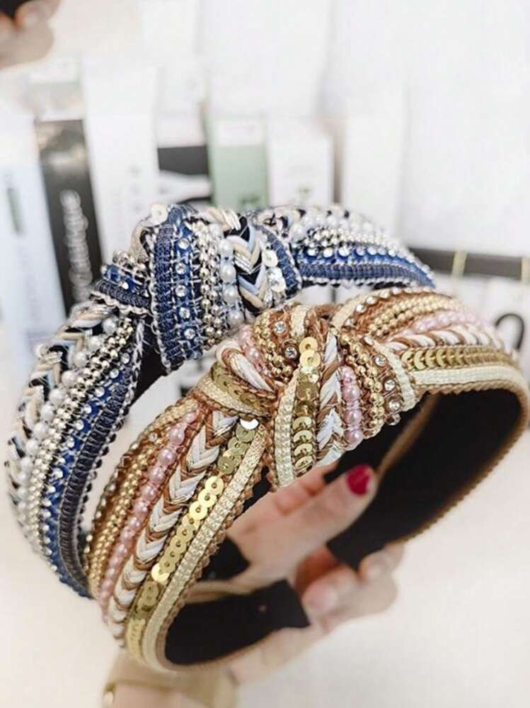 Boho New Fashion Women Headband Center Knot Bohemia Hairband Adult Casual Shining Sequins Individ... | SHEIN