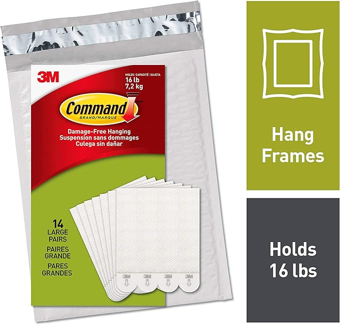 Command PH206-14NA Heavy Duty, Holds 16 lbs Picture Hanging Strips, 14 Pairs, White, Count | Amazon (US)