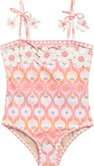 Kids' Summer Sorbet Crochet Floral One-Piece UPF 50+ Swimsuit | Nordstrom Rack