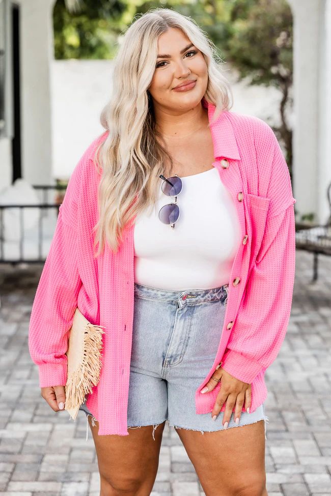Need A Little More Hot Pink Waffle Shacket | Pink Lily