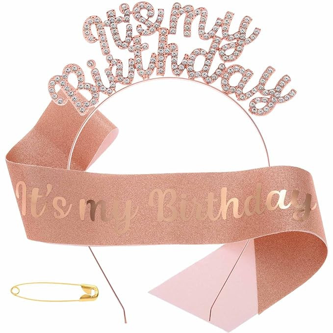 Acenail Birthday Headbands Women Birthday Sash and Tiaras Birthday Crown Rhinestone Birthday Tiar... | Amazon (US)