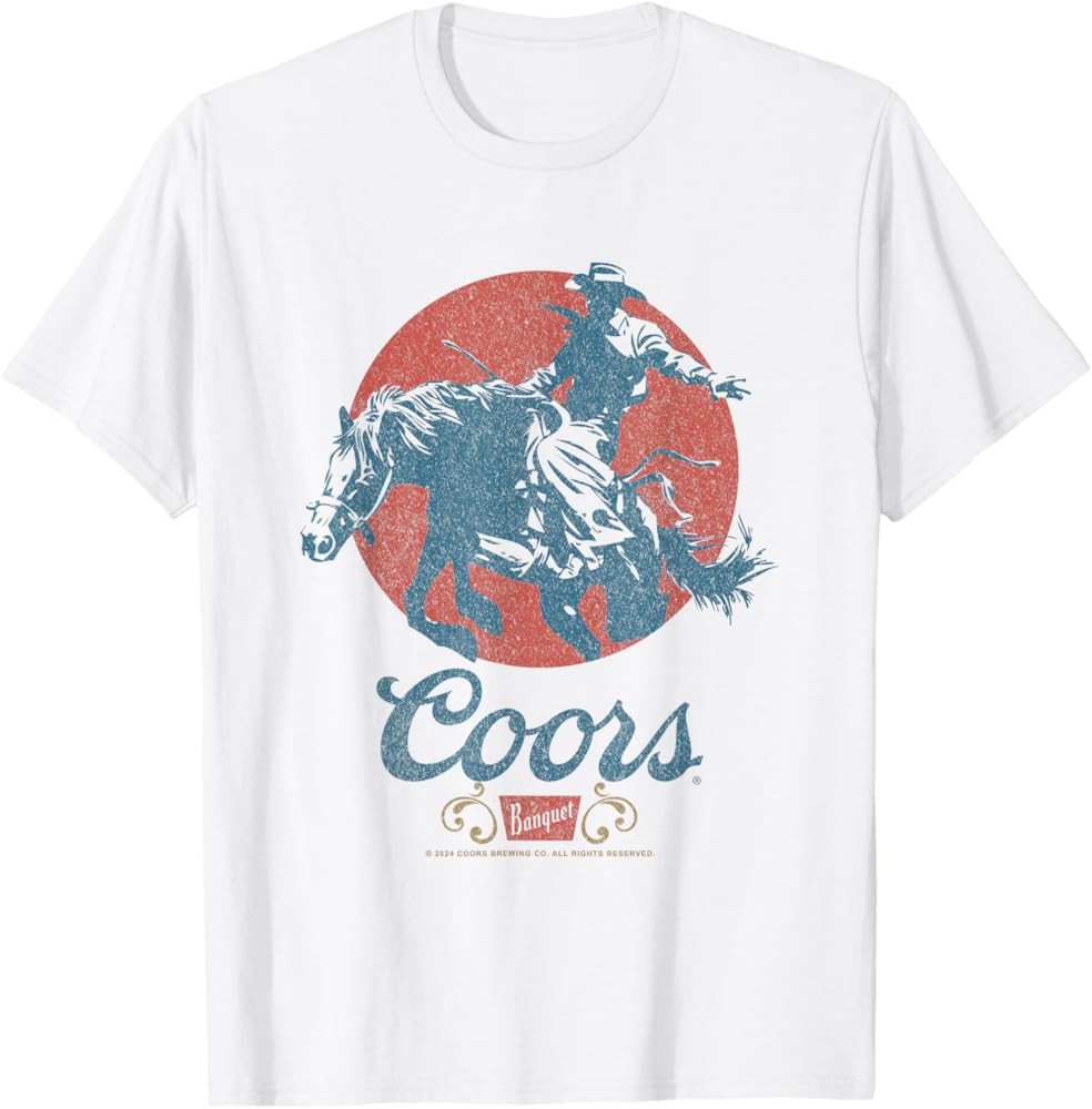 Coors Longhorn Banquet Vintage Rodeo Label T-Shirt | Amazon (US)