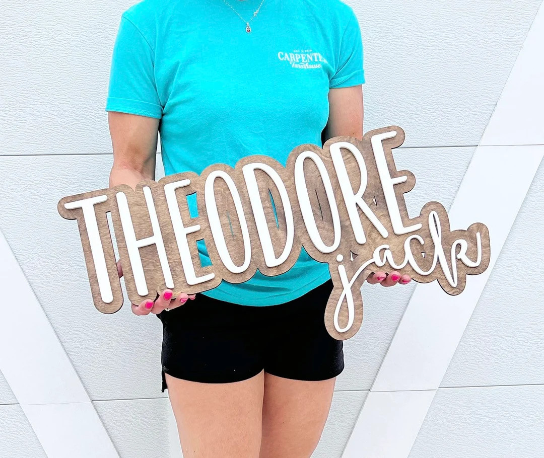 Large wood name sign, nursery name sign, layered baby name sign, stacked baby name sign, nursery ... | Etsy (US)