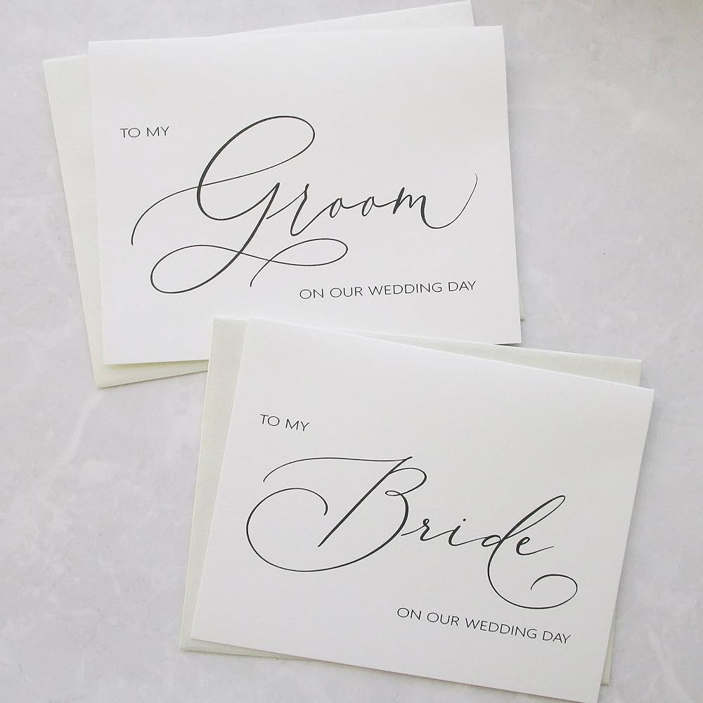Set of 2 Wedding Day Cards with Shimmer Envelopes, To My Bride on our Wedding Day Card, To My Gro... | Amazon (US)
