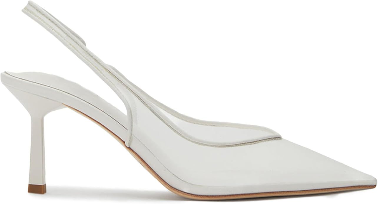 Women's Fine Mesh Slingback Kitten Heels,Pointed Toe Sling Back Heels,Casual Wedding Shoes for Wo... | Amazon (US)