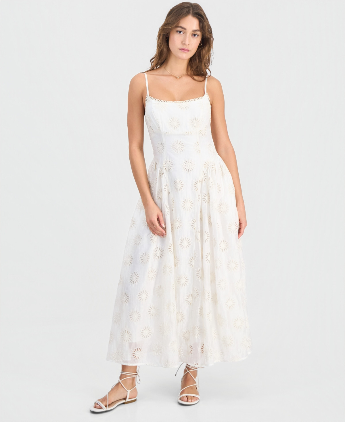 Astr the Label Women's Caerwyn Square Neck Sleeveless Midi Dress - Cream | Macy's