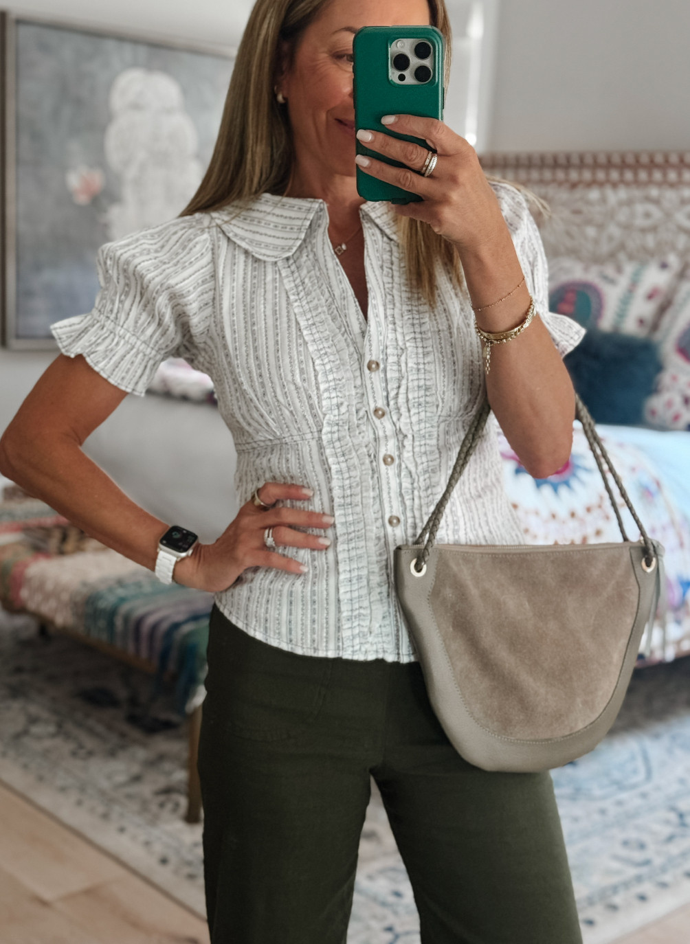 Real talk....I may have this top in multiple colors and prints. It's just that good. It has that polished and pulled together look but not fussy. Chef’s kiss  

 #LTKdayinmylife #LTKootd #LTKmomlife