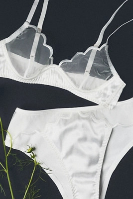 LyreBird Scalloped Sheer Satin Bra | Anthropologie (US)