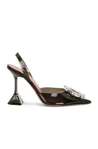 AMINA MUADDI Begum Glass Sling Heel in Black - Black. Size 38.5 (also in 36.5, 37, 38, 39, 41). | FWRD 