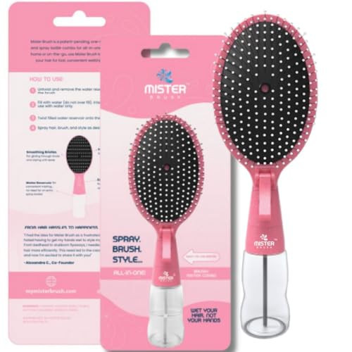 Mister Brush 2-in-1 Hairbrush Mister – Innovative Hair Mist & Brushing Tool for Wet & Dry Hair Styling – No-Tangle Bristles, Convenient Water Reservoir, Easy-to-Use (Pink) | Amazon (US)