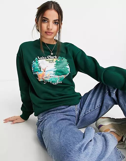Daisy Street relaxed sweatshirt with vintage alaska print | ASOS (Global)